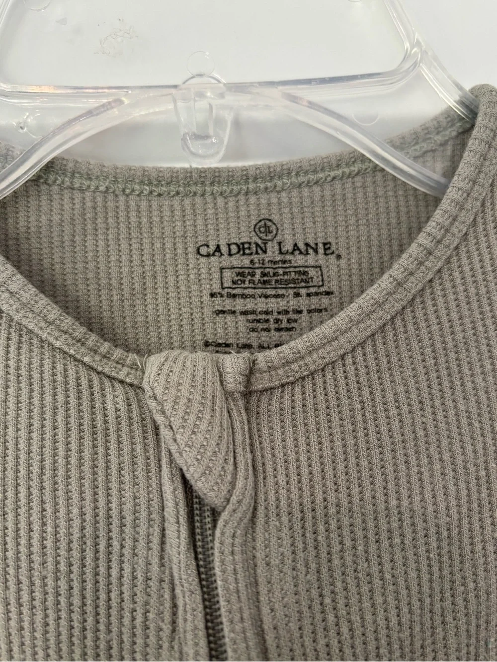 Caden Lane Olive Green Waffle Knit Bamboo Footie Pajama Zippy  6/12 months